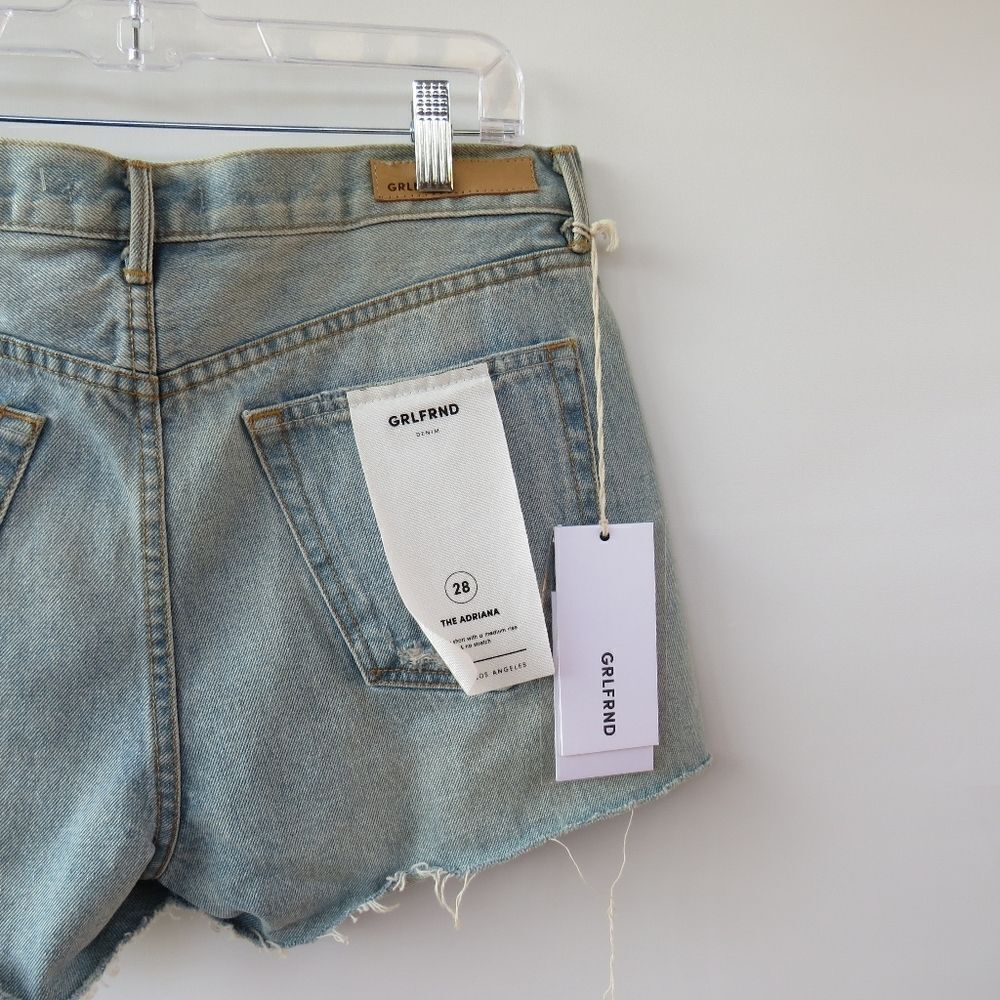 GRLFRND Shorts Women's 28 Blue The Adrianna Boho Distressed Jean Blue Shorts - Picture 12 of 16